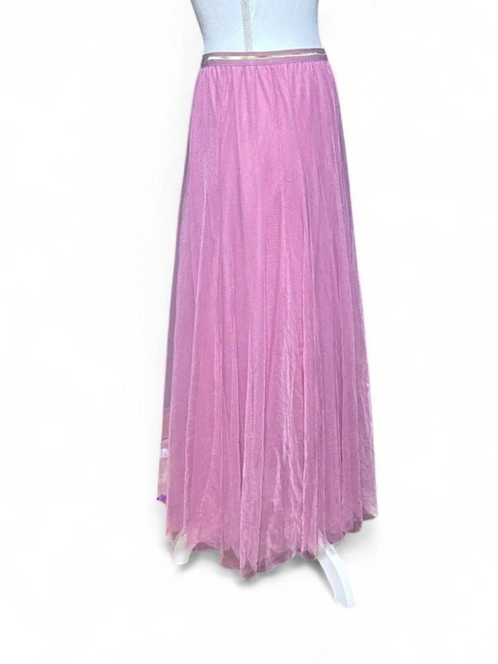 Pink Layered Tulle Maxi Skirt Women’s S Fairy Balletcore Mesh A Line Flowy - Picture 4 of 7